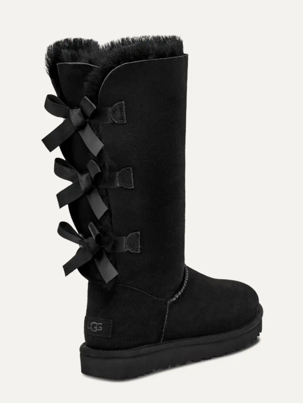 UGG Bailey Bow II Tall Boots Black Suede Size 8